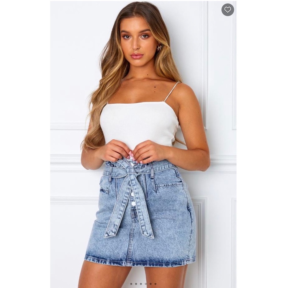 NWT white fox denim skirt